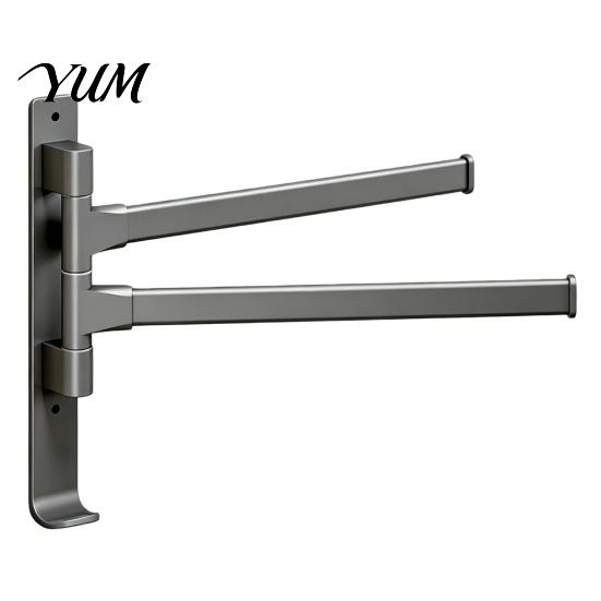 Heavy Duty Bathroom Organizer Swivel Towel Rack, 180 Degree Rotating Design, Wall Mounted Space Modern Hardware Aluminum Swing Holder, Anti-slip