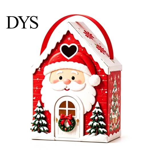 Reusable Holiday Gift Packaging Christmas House Box with Handle, 3D Gingerbread/Santa Claus/Tree/Snowflake Candy Snack Containers for Parties