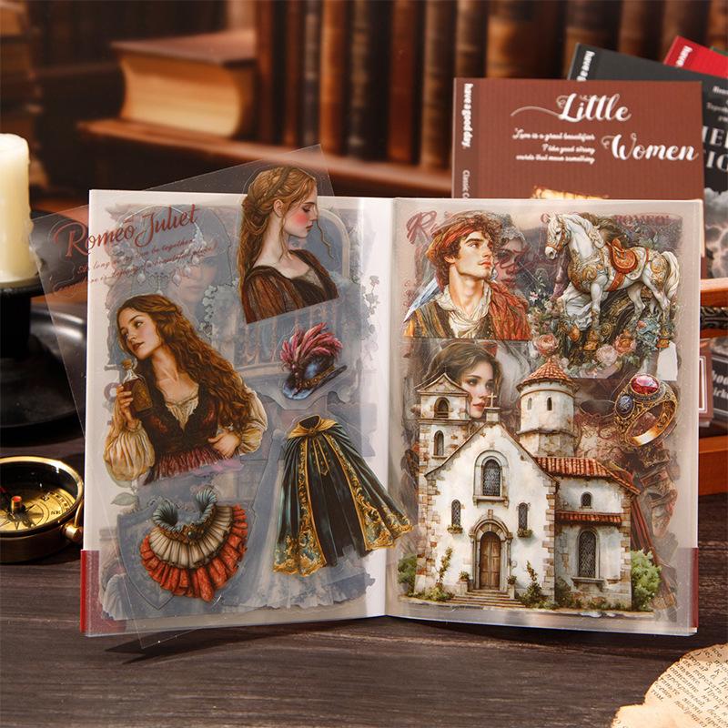 20 Stickers Per Pack Classic Literature Collector's Handbook Series Literary Story Theme Sticker Book Character Collage