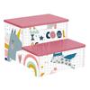 Marchepied enfant GINGER HOME SUPER GIRL – Tabouret bois 2 marches pour salle de bain, cuisine ou chambre, rose, 33x35,5x24,7 cm
