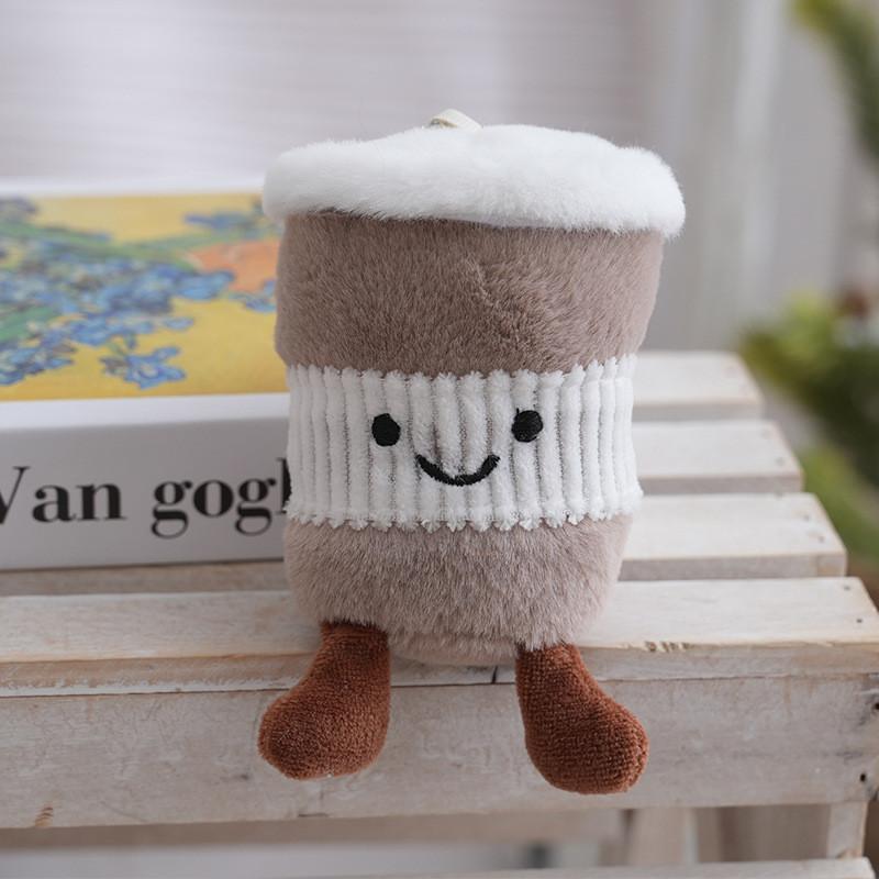 Plush Keychain Cute Cartoon Coffee Cup Pendant With Pp Cotton Filling For Bag Decor And Gift