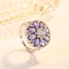 Кольцо 'Лепесток фиолетового бриллианта' с аметистовым цирконом для женщин - Европейский и американский стиль