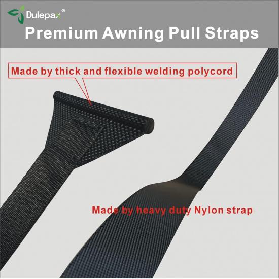 Dulepax RV Awning Pull Straps, 96 Inches Long Straps with Welding Polycord Technology. Universal Patio Awning Pull Straps (1 Units) Black