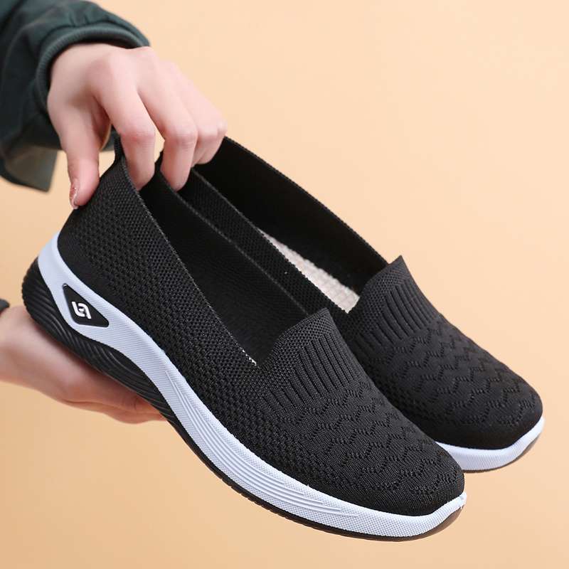 Summer Old North Cloth Shoes Women's Mesh Shoes Hollow Mesh Casual Shoes Breathable Fly Weaving One Pedal Soft-soled Mother Shoes