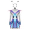 Womens Alien Robot Astronaut Cosplay Costume Metallic Color Blocking A-line Dress
