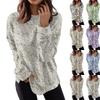 Women's Fashion Casual Long Sleeve Floral Textured Print Round Neck Top