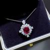 Gorgeous Charming Pendant Necklace for Women Bright Red Zirconia Stone Jewelry for Wedding Party Female Chic Accessories