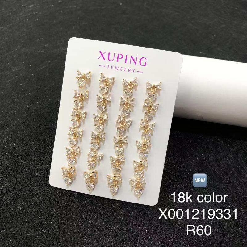 Ювелирные изделия Xuping, серьги-гвоздики, серьги-клипсы из сплава с покрытием k-цвета, с мульти-цирконами, в европейском и американском стиле, модные и универсальные серьги.