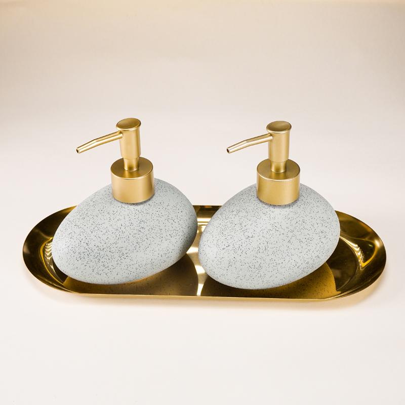 European-style Ceramic Stone Lotion Bottle Aromatic Container High-end Soap Dispenser Home Shampoo Shower Gel Storage Bottle New