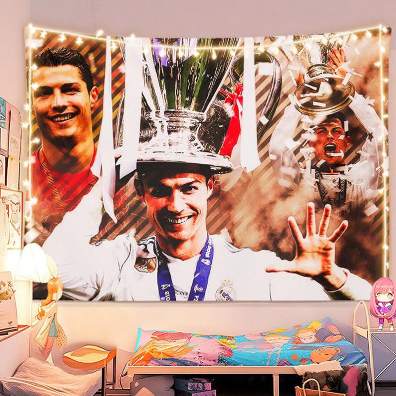 Криштиану Роналду Фоновая ткань Звезда футбола Фон Подвесная ткань Несколько размеров Украшение стены общежития Настенный гобелен