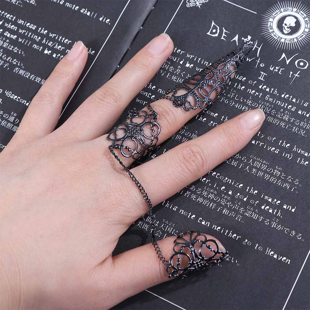 Cone Triangle Crown Party Tassels Finger Bracelet Chain Nail Cover Rings Finger Ring Women Jewelry