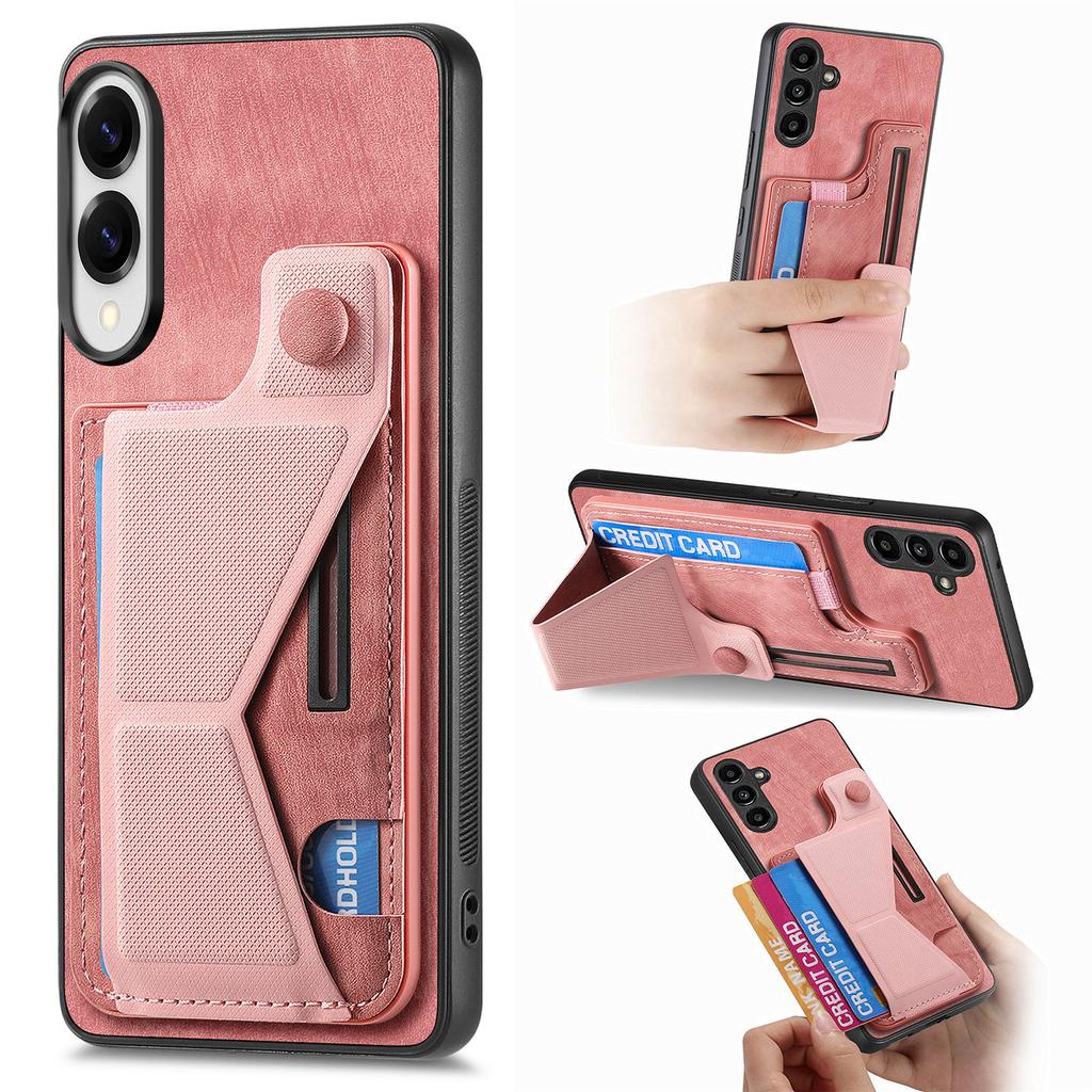 For Samsung Galaxy S25 Edge Case with Card Slot Kickstand Retro Leather Back Cover