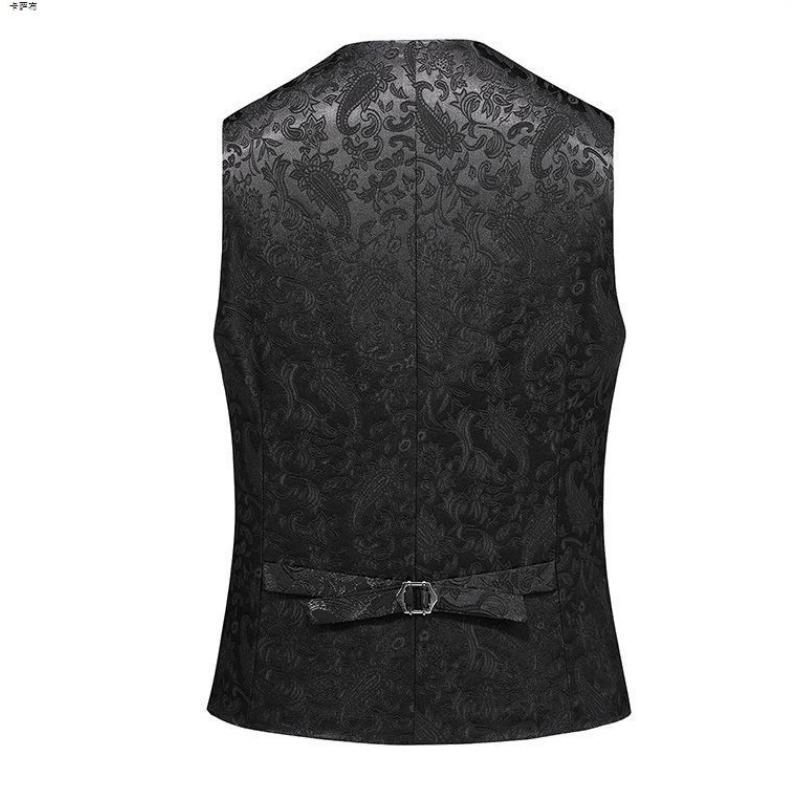 Осенний мужской костюм с узором на пуговицах, модный однотонный костюм для сценических выступлений, без рукавов, с зажимом для лошади