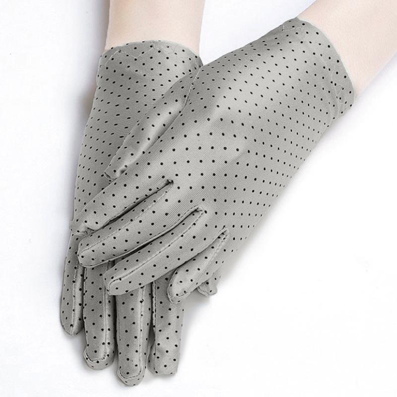1 Pair Mittens Women Dot Girl Wrist Fabric Gloves Drive Sun Protection Summer Elastic