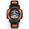Водонепроницаемые детские для мальчиков цифровые светодиодные кварцевые часы с датой и будильником спортивные наручные часы оранжевого цвета