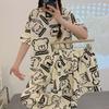 Летний новый женский пижамный костюм милый мультяшный с короткими рукавами и короткими брюками женская повседневная одежда для дома трехпредметный набор