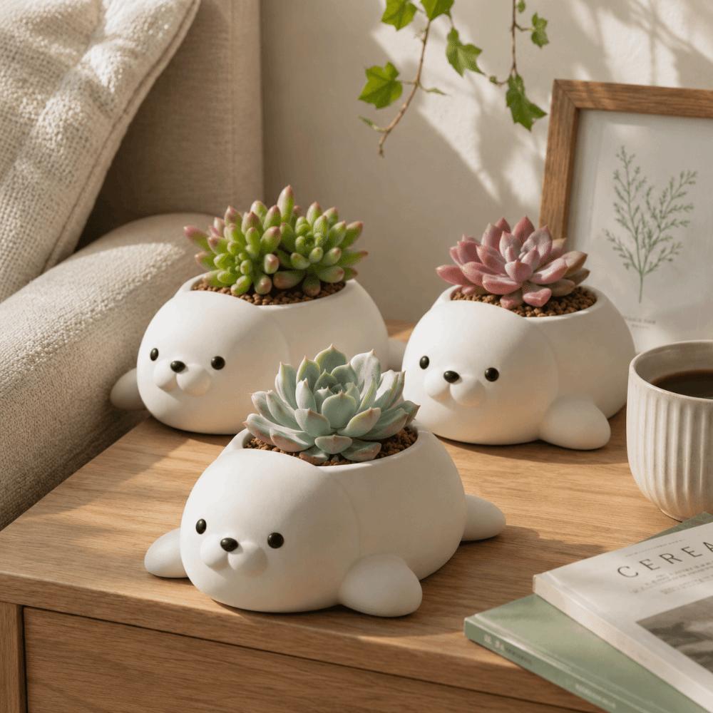 Home Decor Seal Flowerpot Storage Box Desktop Ornaments Potted Plant Containers Indoor