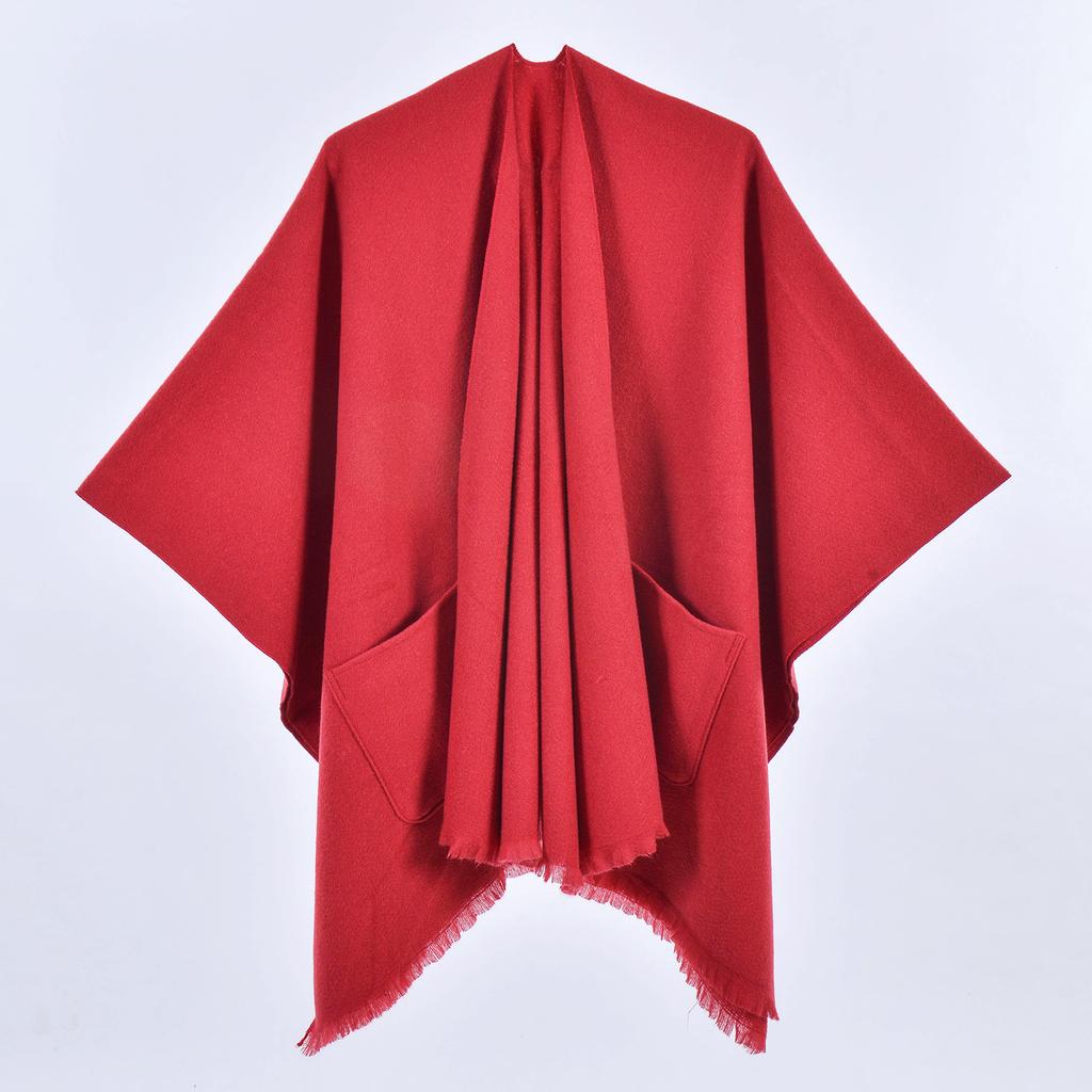 130*150cm Shawl Wraps for Women with Pockets, Elegant Cashmere Feeling Wraps, Open Front Pashmina with Tassel Scarf Blanket for Spring Fall Winter