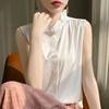 Ruffles Sleeveless Blouse Thin Shirts Crop Tops Chic Elegant Camisole Tanks Female