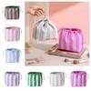 Portable Makeup Bag Organize Large Capacity Striped Cosmetic Organizer  Women