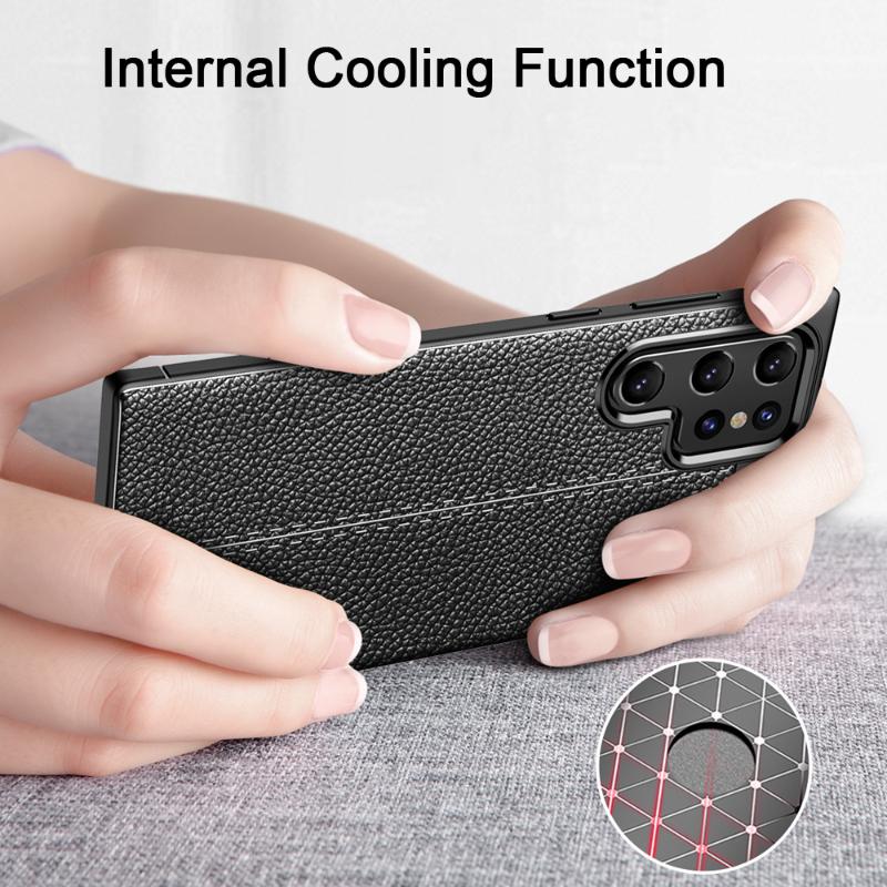 Чехол с узором под кожу личи для Samsung Galaxy S24 Ultra S23 S22 S21 S20 S10 Plus A15 A05S A14 A54 A34 A23 A33 A13 A52