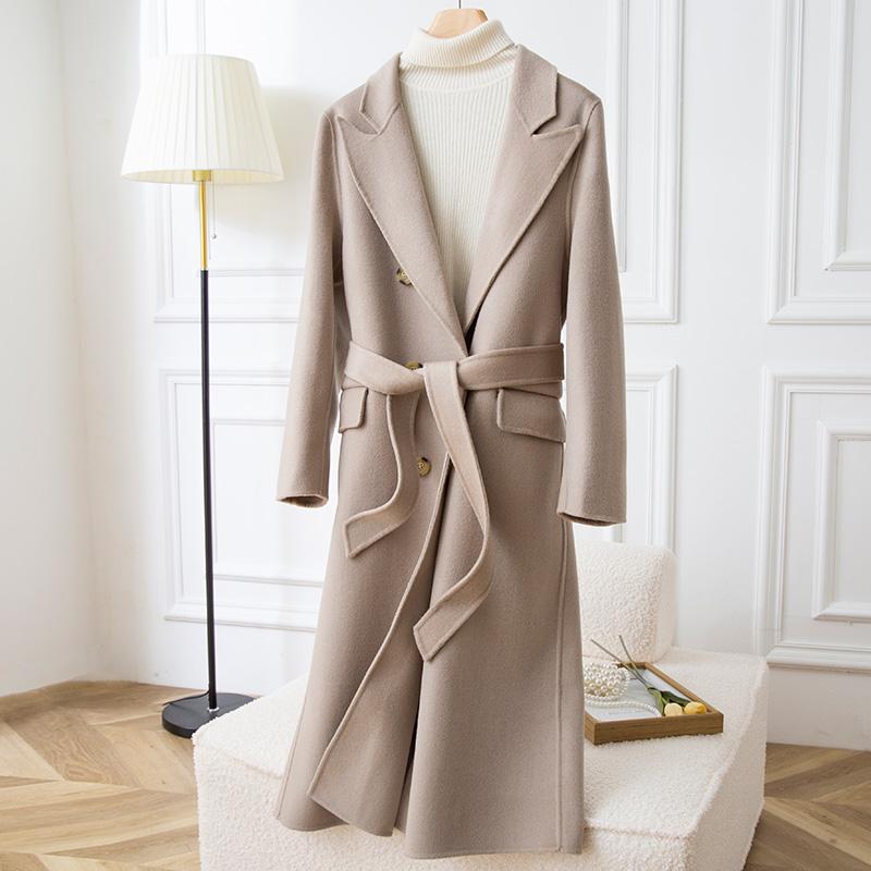 Женское пальто из 100% шерсти TIDENOVEL Осеннее шерстяное длинное пальто Ручной работы Пальто-бушлат Зимняя теплая шерстяная длинная куртка Пальто
