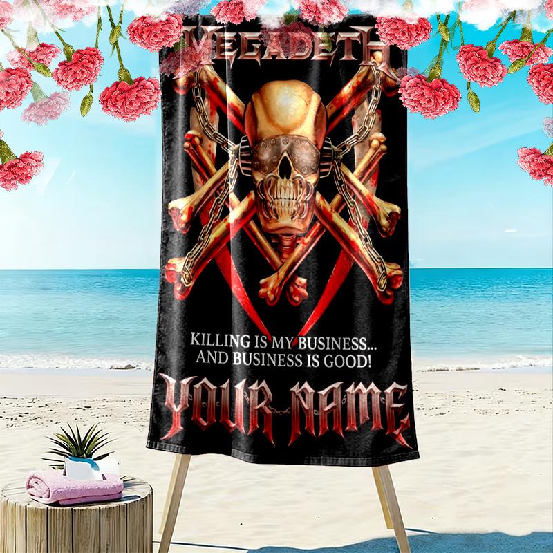 Name Custom Megadeth Print Beach Towel, Large Soft Quick Dry Towel for Beach Camping Swimming
