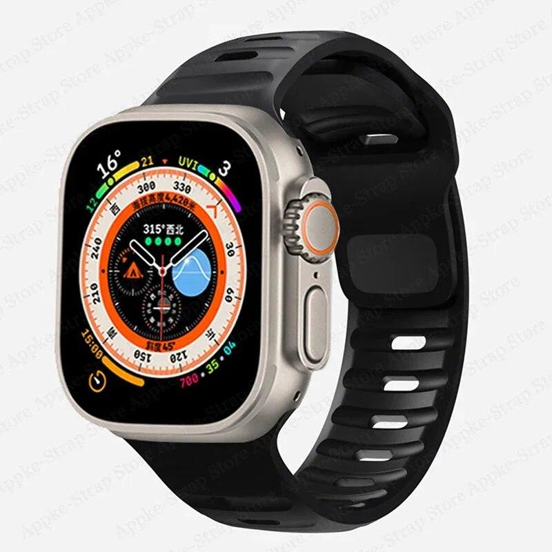 Silicone Strap for Apple Watch Band Ultra 2 49mm Correa Bracelet for Iwatch 9 8 7 6 5 SE 4 3 2 1 44mm 40mm 41mm 45mm 38mm 42mm Watchband