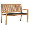 VidaXL Stackable Garden Bench and Cushion Outdoor Furniture Patio Bench Garden Furniture Terrace Bench Park 128.5 Cm 3063279