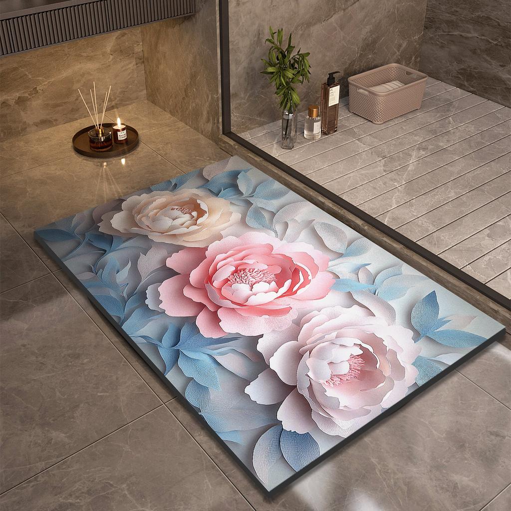 Коврик для ванной комнаты с цветком, нескользящие коврики для ног, впитывающие, быстросохнущие, коврики для душа, коврики для туалета, коврики для двери, моющиеся