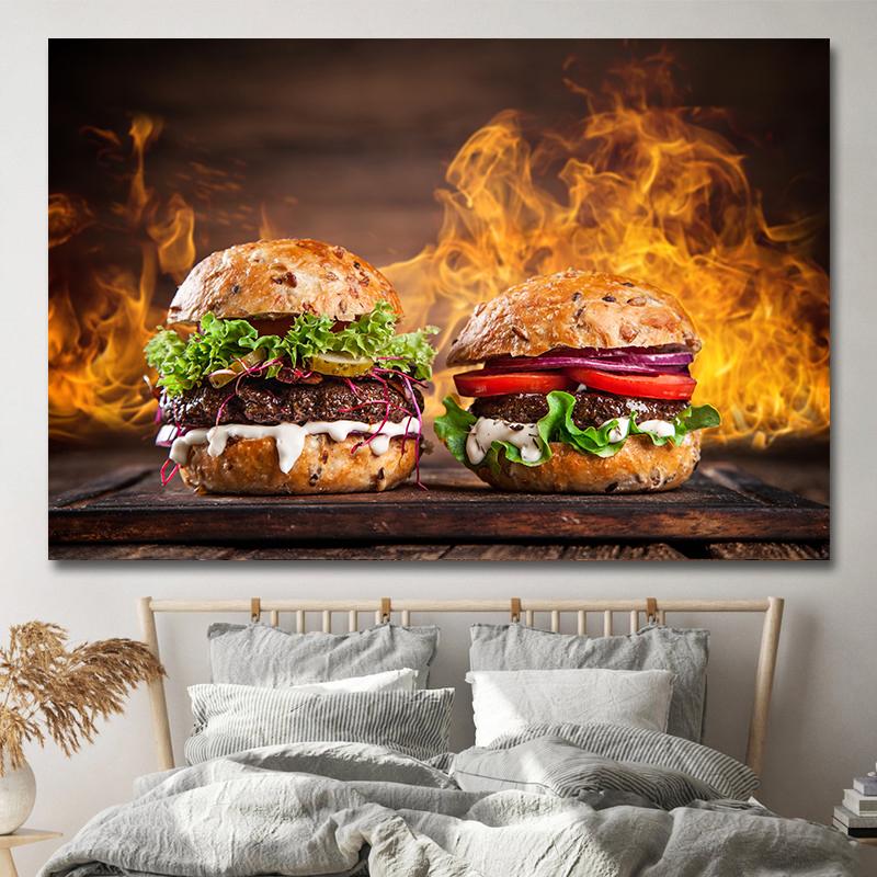 Картины быстрого питания в американском стиле, картины на холсте, гамбургер, картофель фри, постеры для хот-догов и принты для гостиной, кухни, настенный декор