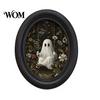Niche Halloween Wall Decorations Ghost Art, Cute Table Sign, Vintage Oval Framed Exquisite Print Picture, Decorative Art for Mantel Living Room