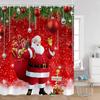 Смешная Рождественская Занавеска для Душа Красный Дед Мороз Милый Голубой Снеговик Зимний Лесной Пейзаж Тканевый Домашний Декор для Ванной Комнаты Занавески для Ванны