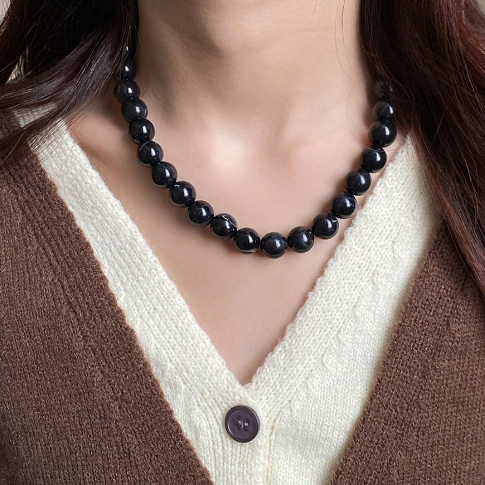 Smudging Round Beads Necklace Acrylic Collarbone Chain New Choker Necklace Gifts