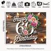 2D 60th Birthday Banner Rustic Wooden Floral Background for Women 60th Birthday Party Decoration