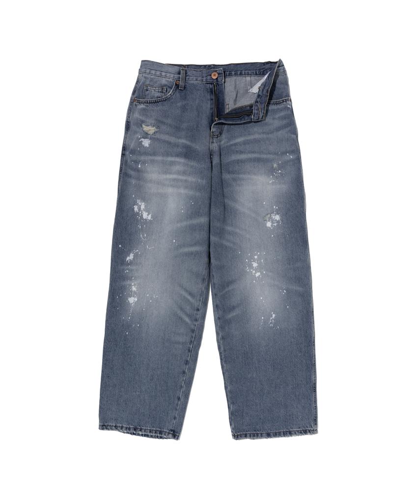OTHERFITS Distressed Washed Wide Denim Pants (Medium Blue)