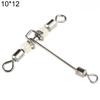 15Pcs 3 Way Luminous T-Shape Cross-line Rolling Fishing Connector Swivel Hooks