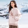 LED'IN Hooded Faux Mink Trim Knit Sweater