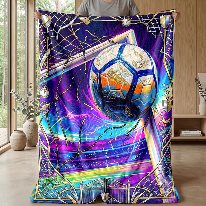 Soccer Ball in Motion 7 Theme blanket Lightweight Warm Flannel Blanket Decorative Throw Blanket for Home Decoration