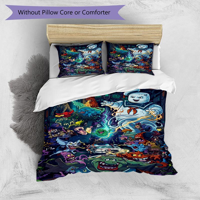 3pcs Duvet Cover Set (1*Duvet Cover + 2*Pillowcase, Without Core), Ghostbusters Print Bedding Set, Bedroom Decor, All‑Season, Birthday Gift