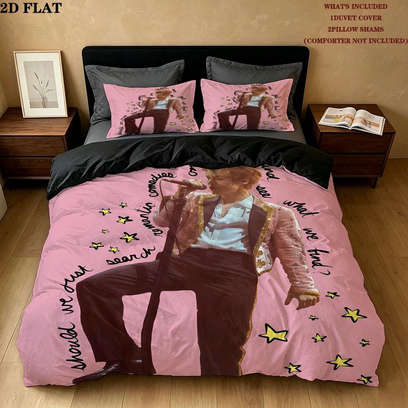 Harry Styles Bedding Quilt Set Quilt Cover Pillowcase Home Decoration Birthday Gift (1 * duvet cover + 2 * pillowcase, without core)