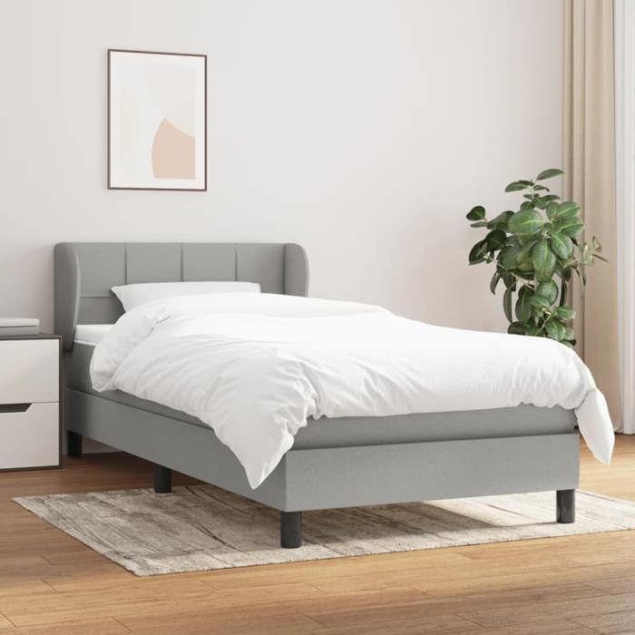 3126221 vidaXL Divan Bed with Mattress Light Grey 100x200cm Fabric