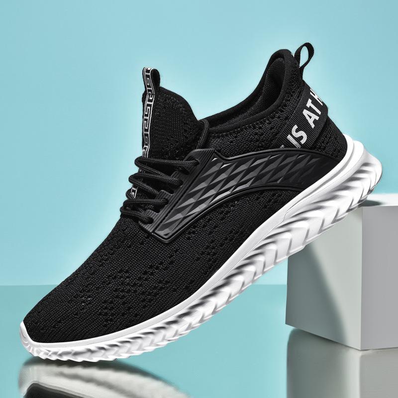 Мужская спортивная обувь новая большой размер повседневный стиль кроссовки сетка полая летящая тканая тонкая трендовая обувь