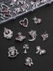 1Box(60pcs) Alloy Bow Love Bear Moon Cross Star Nail Art Decoration Pink Rhinestone Nail Decoration