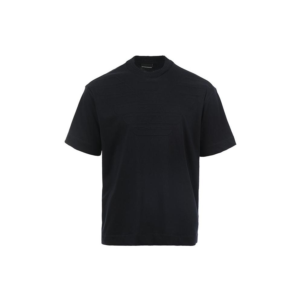 Emporio Armani Ss24 Однотонный Пуловер с Круглым Вырезом Футболка с Логотипом-Буквой Приталенная Короткий Рукав Мужские Футболки Темно-Синий 3D1T94-1JWZZ-0962