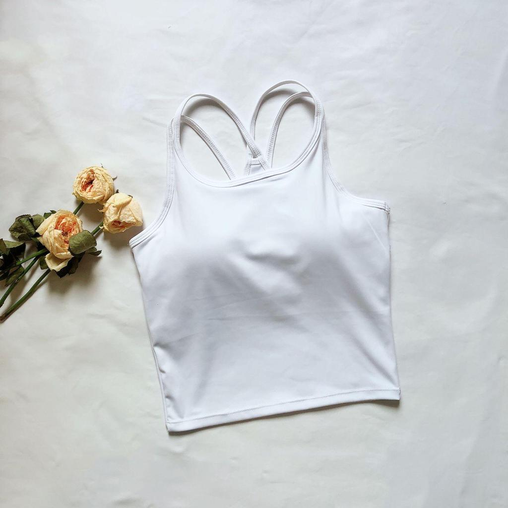 Корейский женский спортивный жилет для фитнеса с нагрудными накладками - ударопрочный, высокоэластичный, быстросохнущий; Идеально подходит для бега, йоги и танцев.