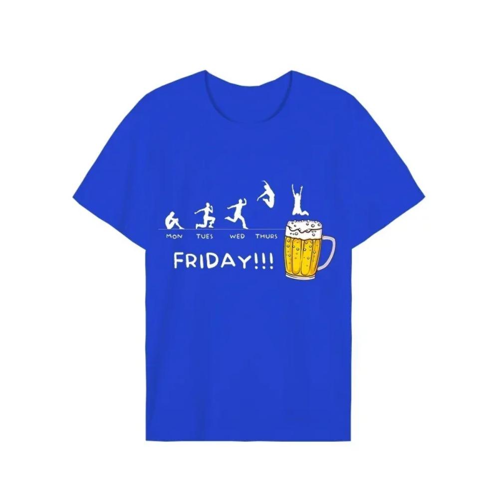 Футболки для мужчин Пивная неделя с понедельника по пятницу Выходные Смешная футболка Женская и мужская футболка Футболка с коротким рукавом Футболка Новая брендовая мужская футболка