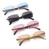 Gradient UV400 Punk Sunglasses Driving Sun Glasses Rimless Rectangle Sunglasses Fashion Shades