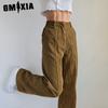 Autumn Winter Women's High-waisted Slim-fit Corduroy Straight Leg Slacks for Street Women Slim Pants