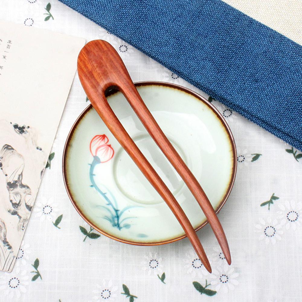 Простые китайские палочки для волос деревянные U-образные вилки для волос для женщин для создания пучка заколки аксессуары ретро мода головные украшения